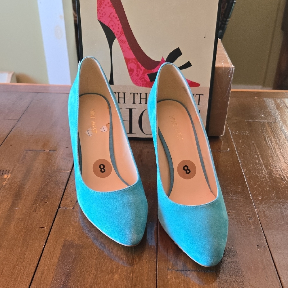 Nine West Turquoise Suede Heels
